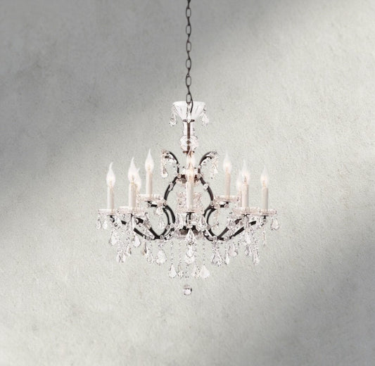 19th C. Rococo Iron & Crystal Round Chandelier 18", 28", 33", 40", 60", 101" - GILDLAMPS