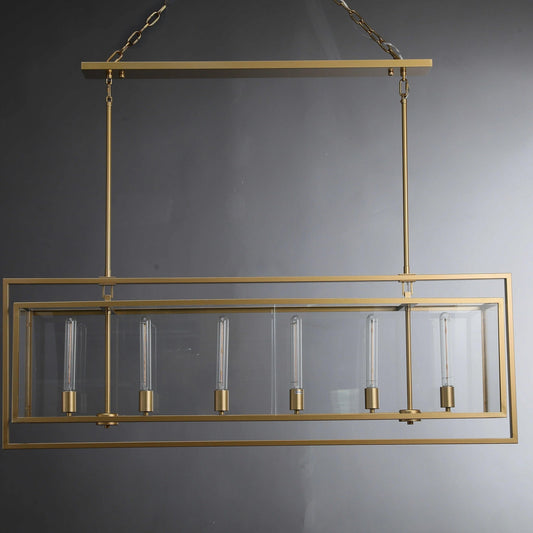 54 Inch Glass Rectangular Chandelier - Beckman - GILDLAMPS