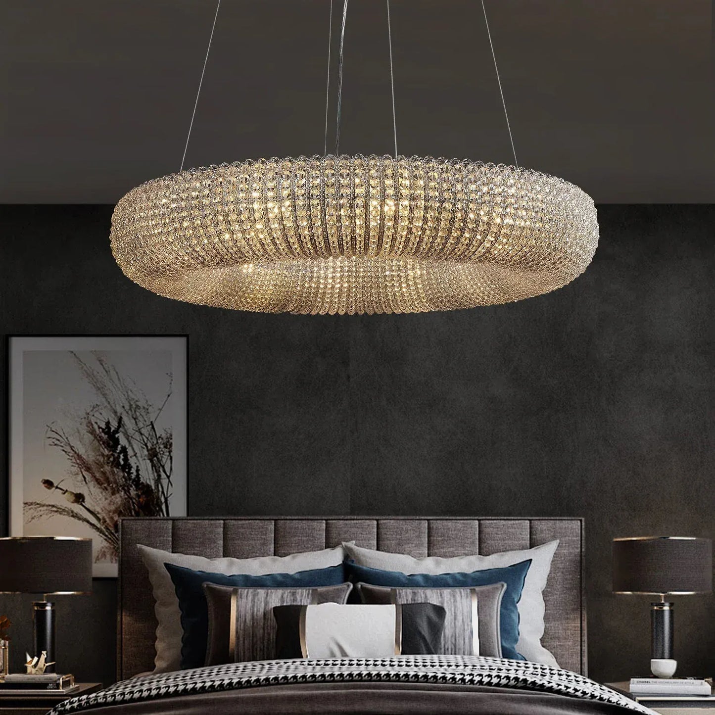 Amber Halo Ring Modern Clear Crystal Chandelier