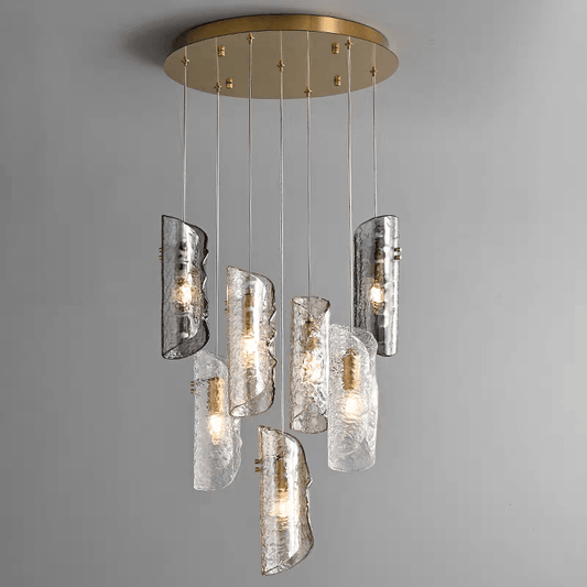 Artisan Textured Glass Shades Multi Light Chandelier by Aurorae Lighting - GILDLAMPS