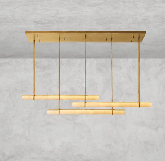 Audaben Alabaster Triple Bar Linear Chandelier - GILDLAMPS