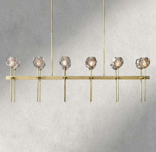 Beula De Cristal Double Linear Chandelier 60" - GILDLAMPS