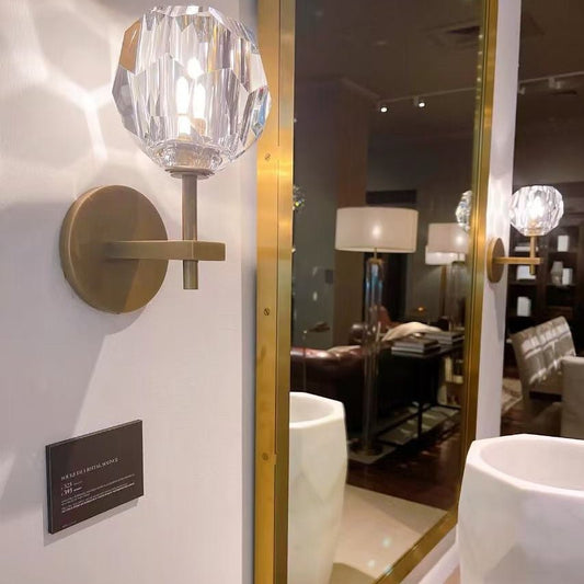 Beula De Crystal Ball Clear/Smoke Wall Sconce H9"/28" - GILDLAMPS