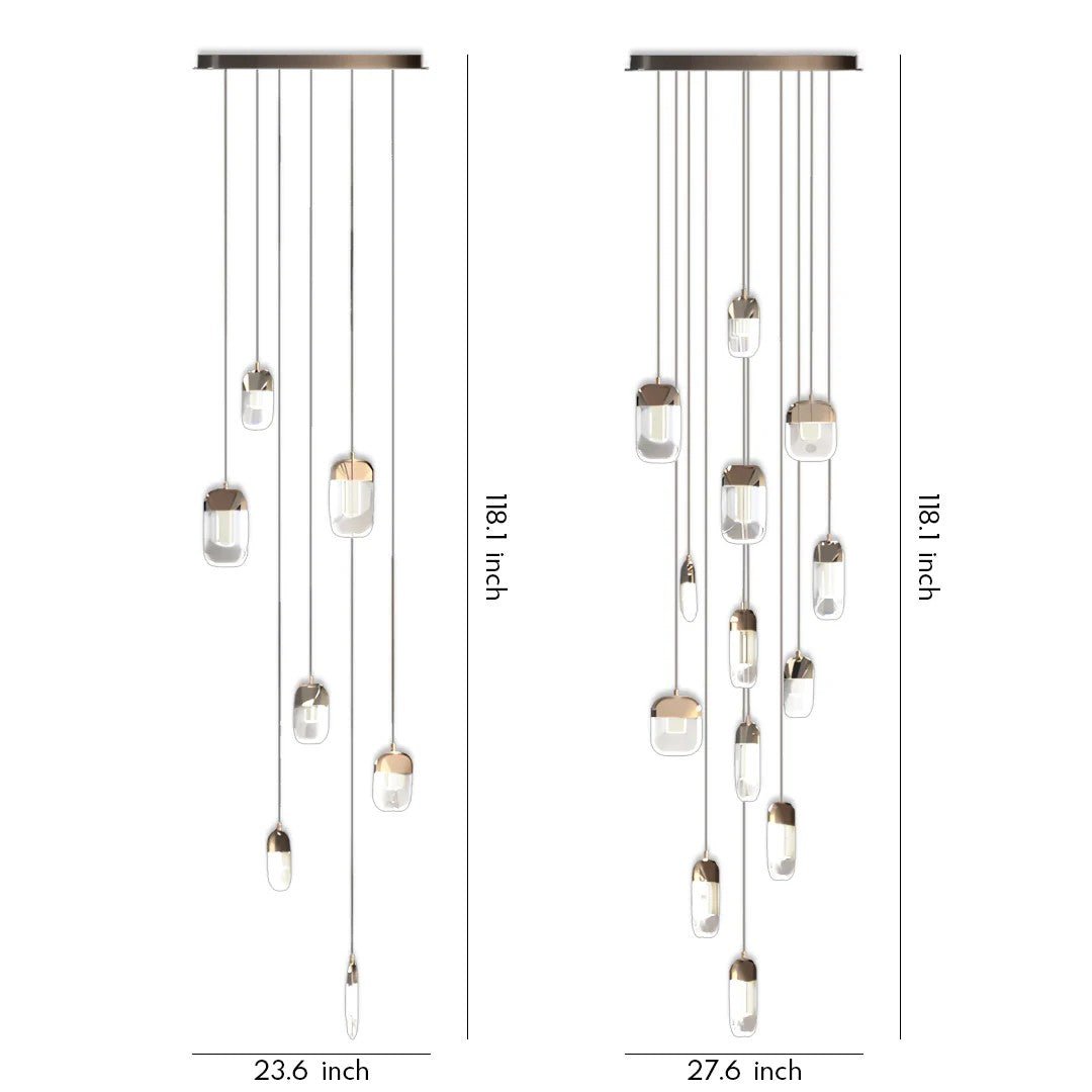 Chandelier for Staircase Full Copper Luxury Crystal Ceiling Light - GILDLAMPS