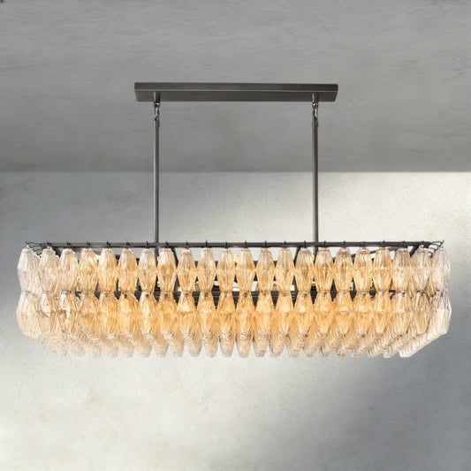 CIHELA CLEAR/ SMOKE GLASS RECTANGULAR CHANDELIER 54", 74" - GILDLAMPS