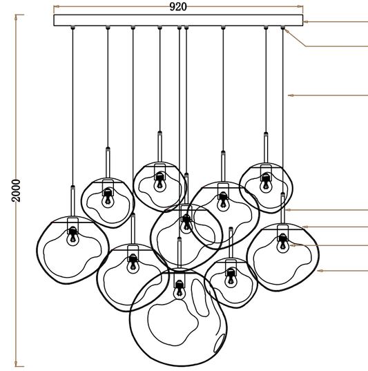 Custom Lava Glass Chandelier 36‘’ - GILDLAMPS