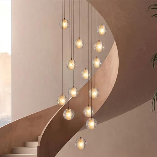 Elegant Gold Crystal 14 - Light Adjustable Staircase Chandelier for Modern Homes - GILDLAMPS
