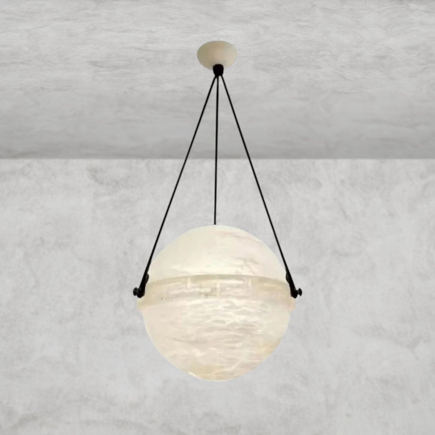 Elowen Alabaster Chandelier, Round Globe Pendant Light 10 inch, 20 inch