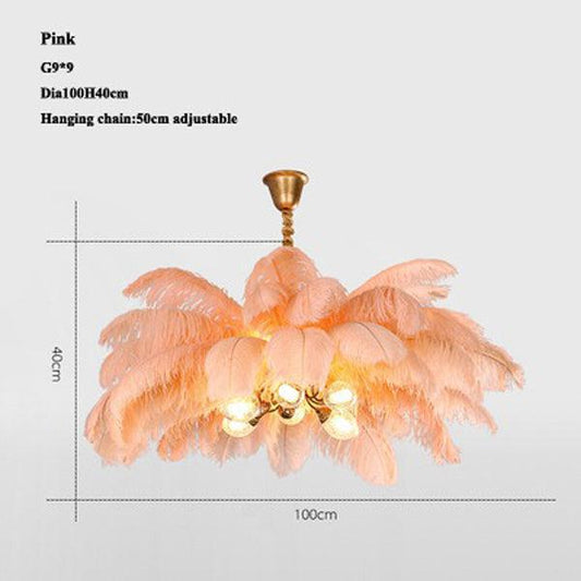 Elva Brass Palm Tree Feather Chandelier - GILDLAMPS