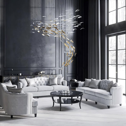 Glass Feathers Chandelier - GILDLAMPS