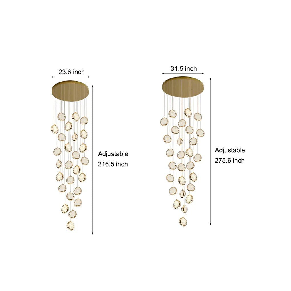 Global Crystal Cluster Adjustable Luxury Staircase Modern Long Chandelier - GILDLAMPS