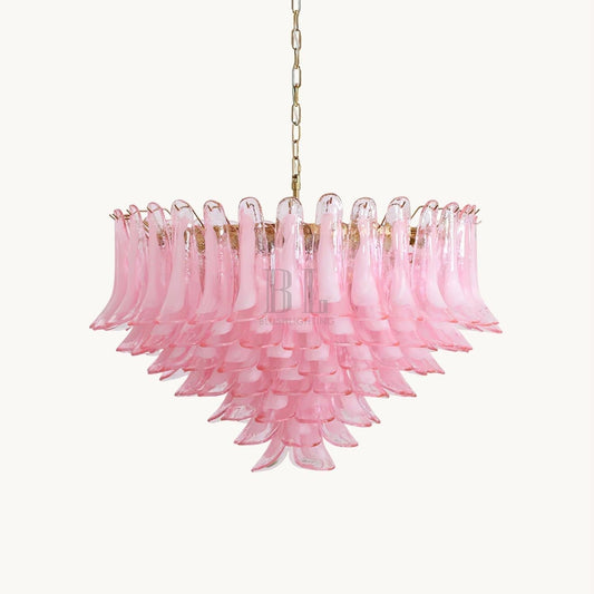 Gold & Pink Barcelona Murano Chandelier with 16 E14 Bulbs - GILDLAMPS