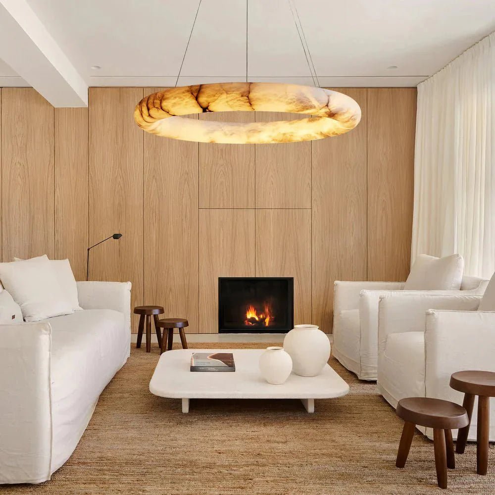 Halima Halo Alabaster Chandelier - GILDLAMPS