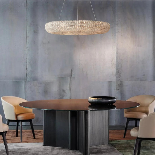 Halo Modern Clear Round Chandelier D59" - GILDLAMPS