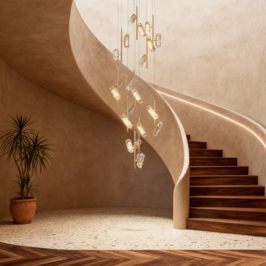 LED Staircase Chandelier Luxury Acrylic Ceiling Light - GILDLAMPS
