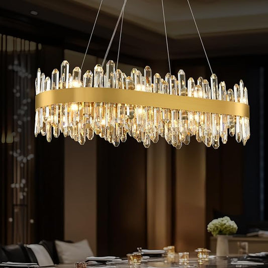MDEGLYO Modern Crystal Linear Chandelier - GILDLAMPS