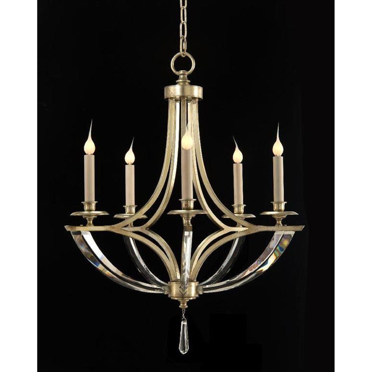 Oval crystal candlestick five-light chandelier24 inch
