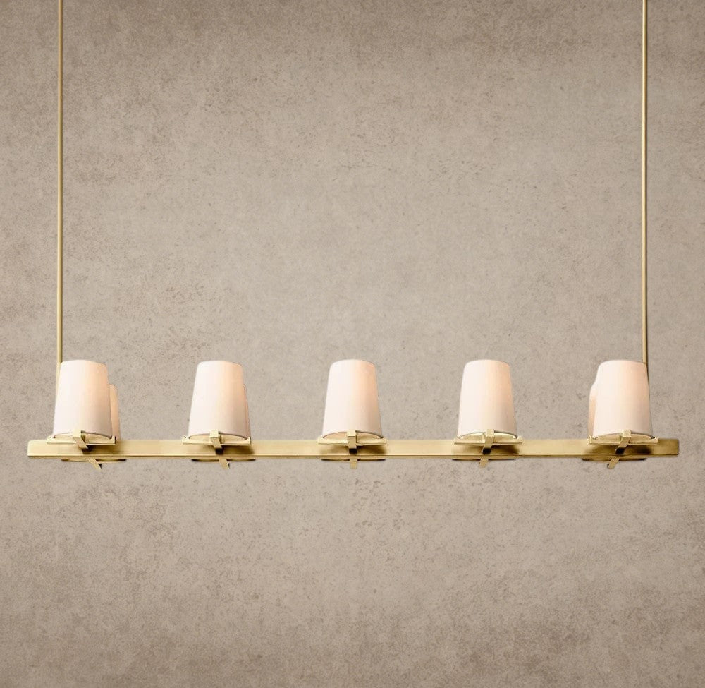Pauillac Fabric Shade Linear Chandelier 49 inch, 60 inch