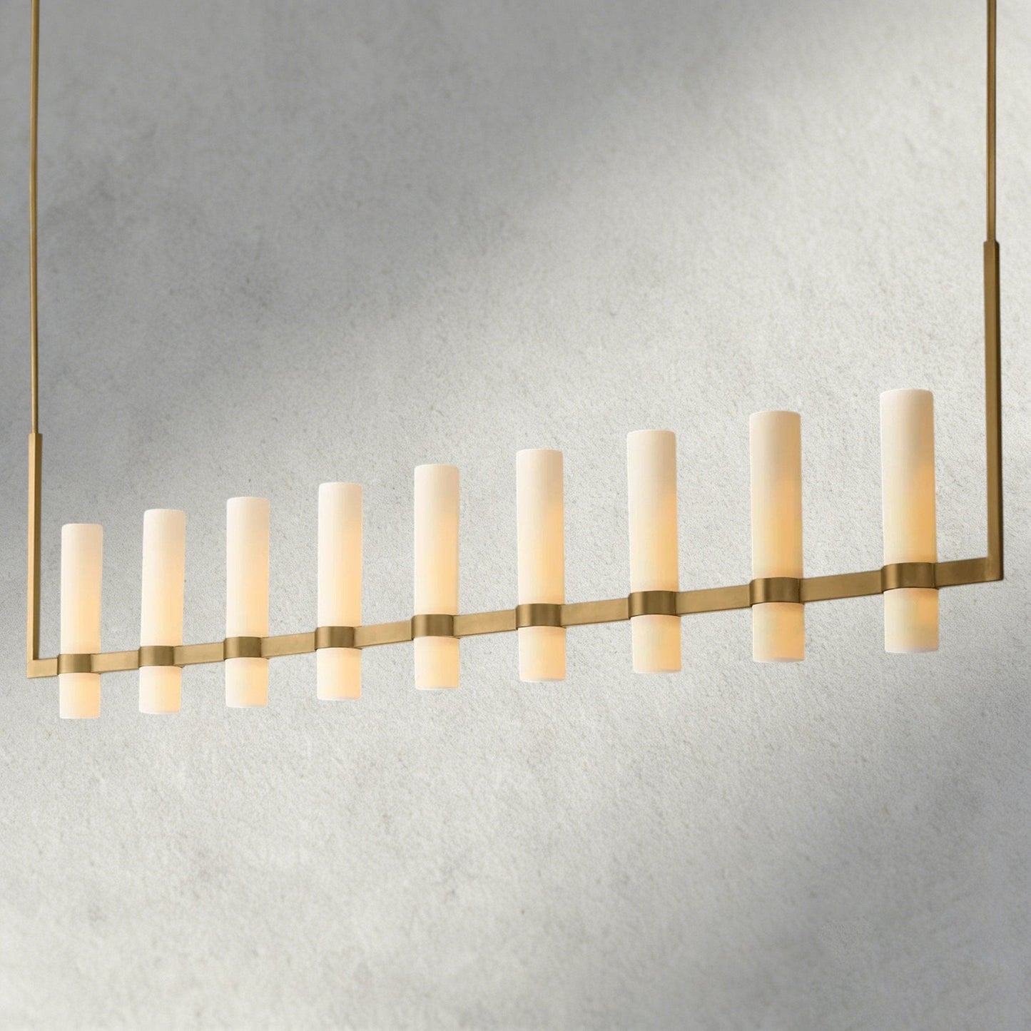 Ravay Linear Milk Glass Chandelier 59", 71" - GILDLAMPS