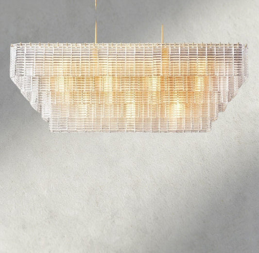 Siraue Clear Glass Rectangular Chandelier 59" - GILDLAMPS