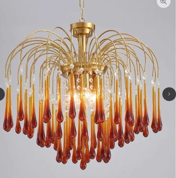 Vintage – Murano Teardrops Chandelier – 70s – Pink prisms - GILDLAMPS