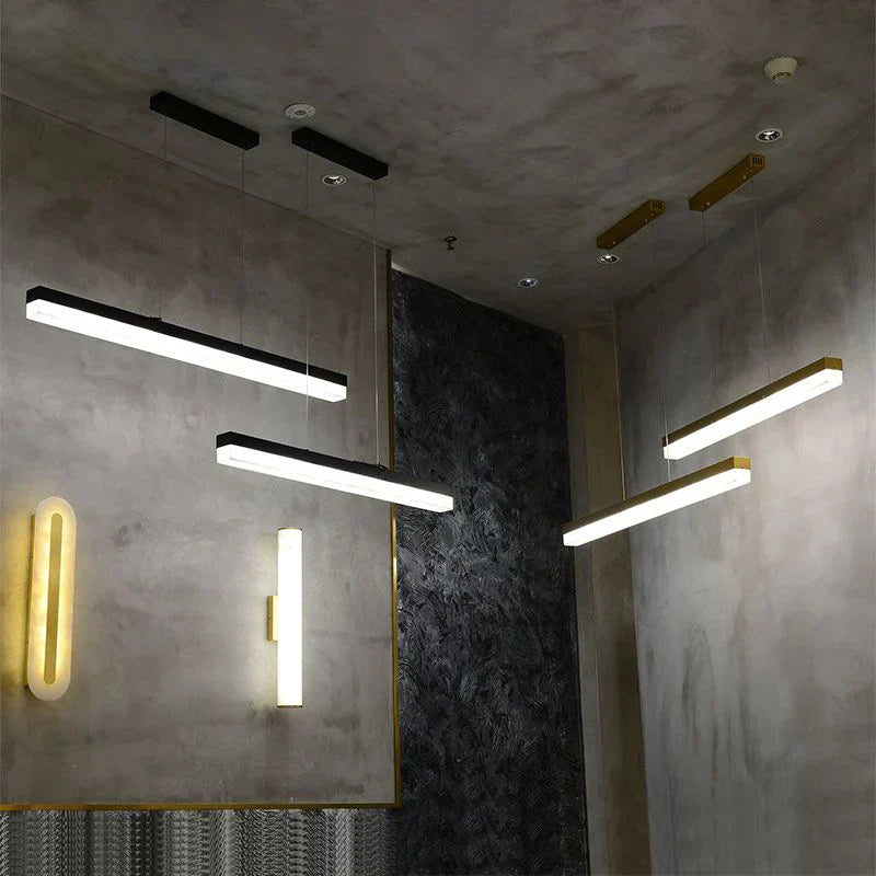 Prima Modern Alabaster Linear Pendant Light Over Kitchen Island, Chandelier Over Dining Table