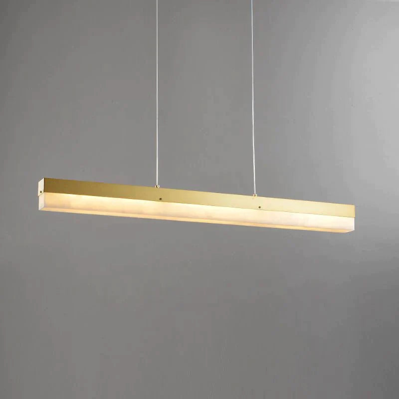 Prima Modern Alabaster Linear Pendant Light Over Kitchen Island, Chandelier Over Dining Table