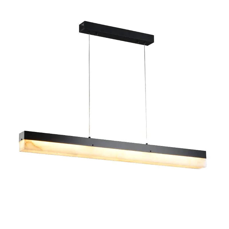 Prima Modern Alabaster Linear Pendant Light Over Kitchen Island, Chandelier Over Dining Table