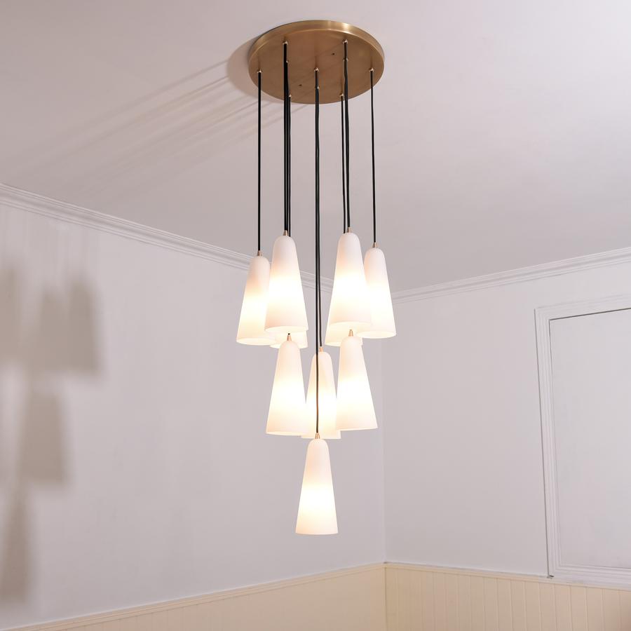 White Ceramics Round Chandelier 18 inch，10-lights