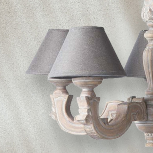 Classic Wood Chandelier with Fabric Shades