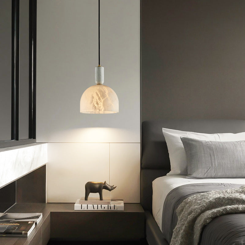 Modern Alabaster Bedside Pendant Light, Bedroom Pendant Lamp