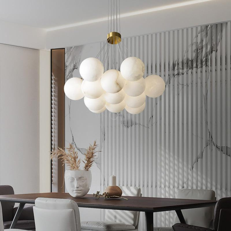 Sophie Modern Alabaster Ball Pendant Light, Dining Room Light