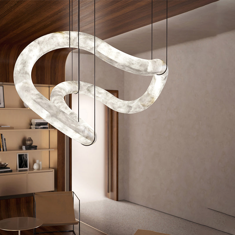 Oslo Infinity Symmetrical Entryway Alabaster Pendant Light, Entrance Pendant Light