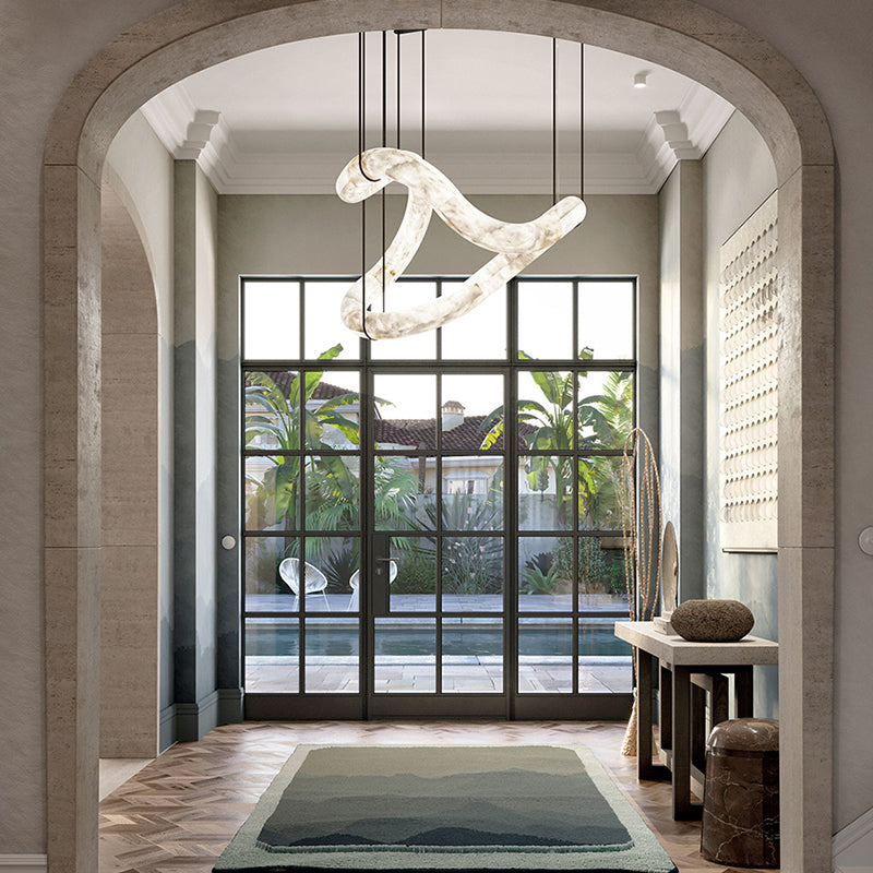 Oslo Infinity Symmetrical Entryway Alabaster Pendant Light, Entrance Pendant Light