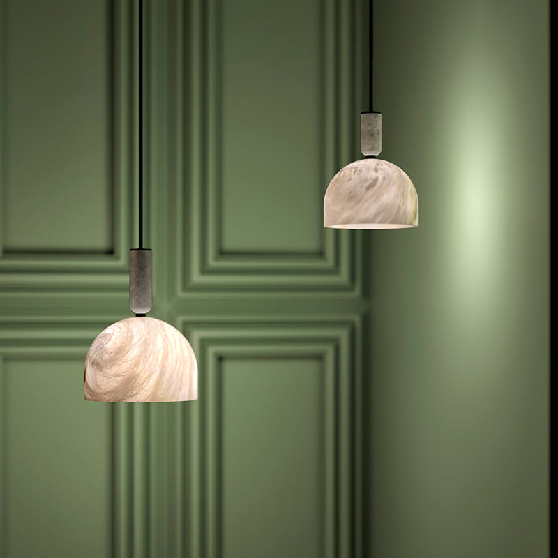 Modern Alabaster Bedside Pendant Light, Bedroom Pendant Lamp
