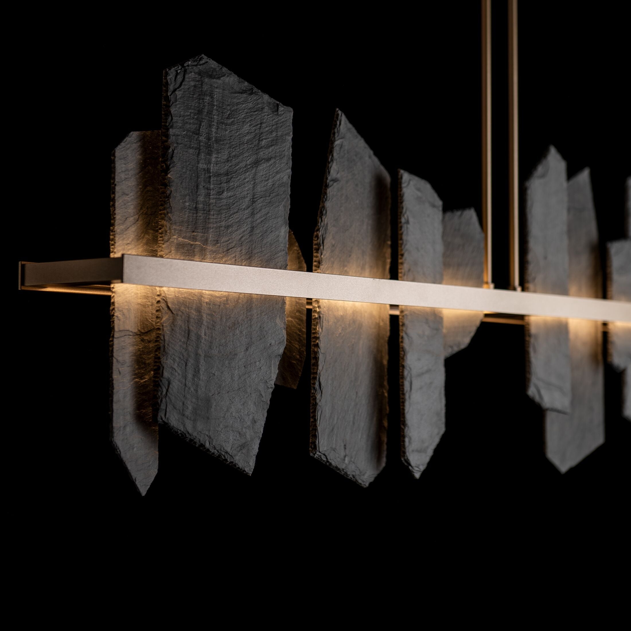 Thalassa Large Hand Made Slate and Steel Linear Chandelier