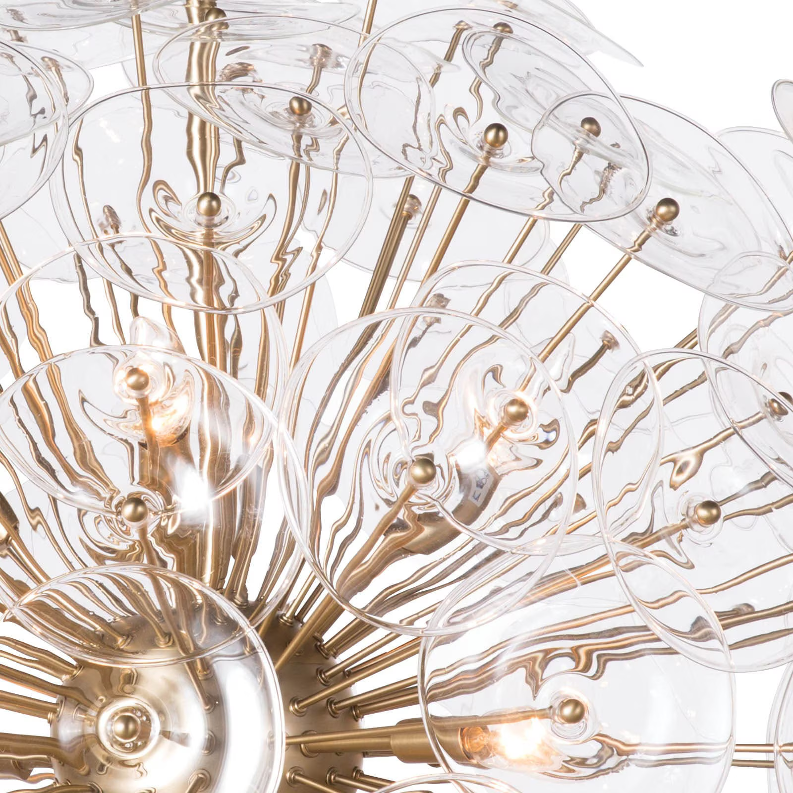 Polara Brass Glass Chandelier Large