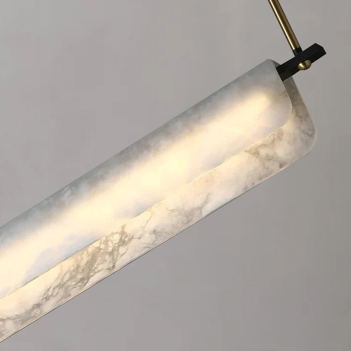 Modern Real Alabaster Chandelier, Linear Chandelier Over Dining Room