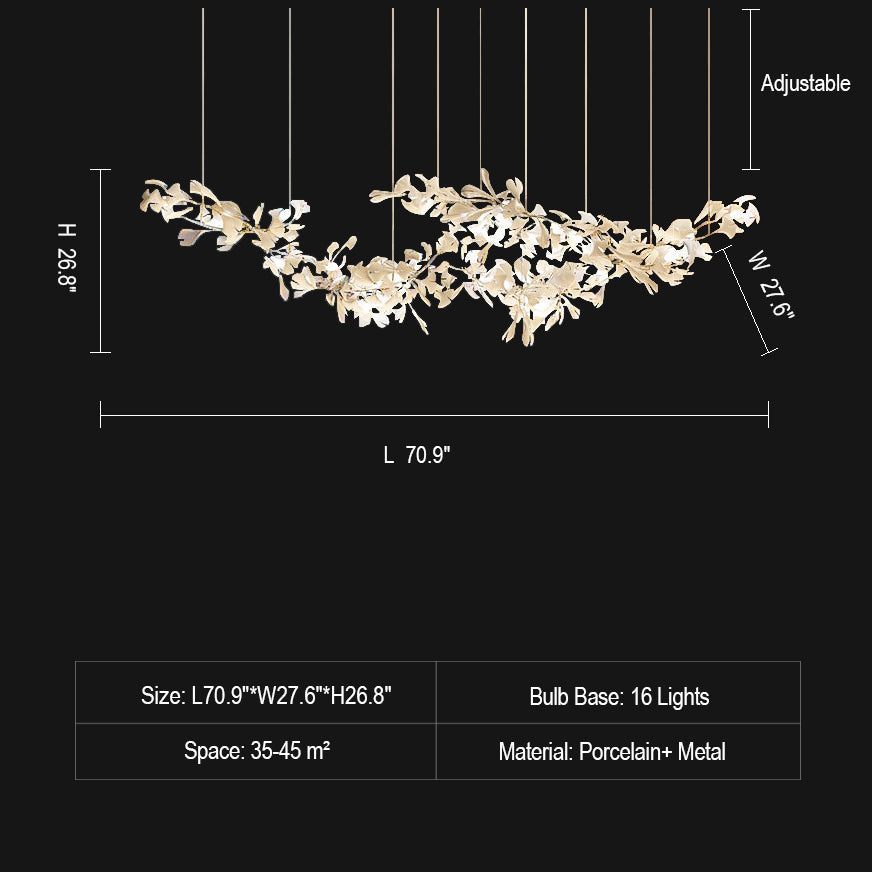 Extra Large Ceramics Twig White Flowers Chandelier Iron Tree Branch Pendant Light For Big Living/ Dining Room