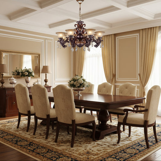 Traditional 6-Light Chandelier with Frosted Glass Shades