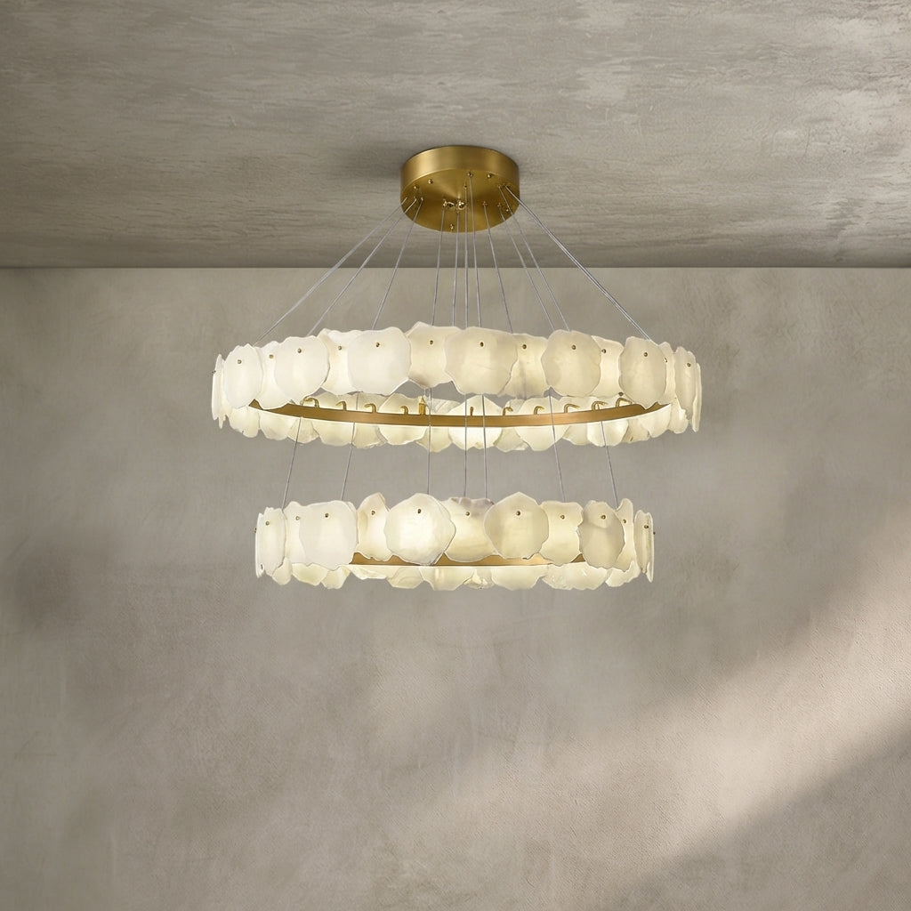 Aura Alabaster Multi-Tiered Round Chandelier