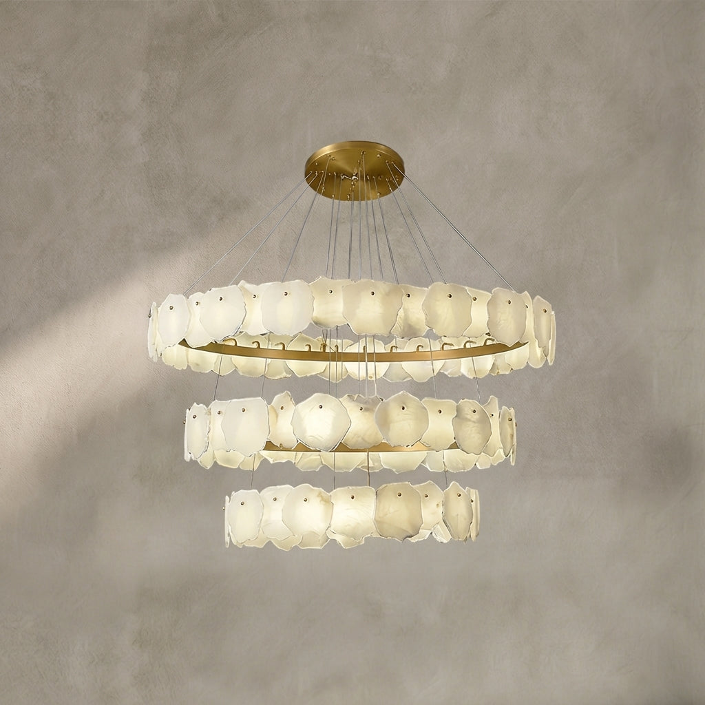 Aura Alabaster Multi-Tiered Round Chandelier