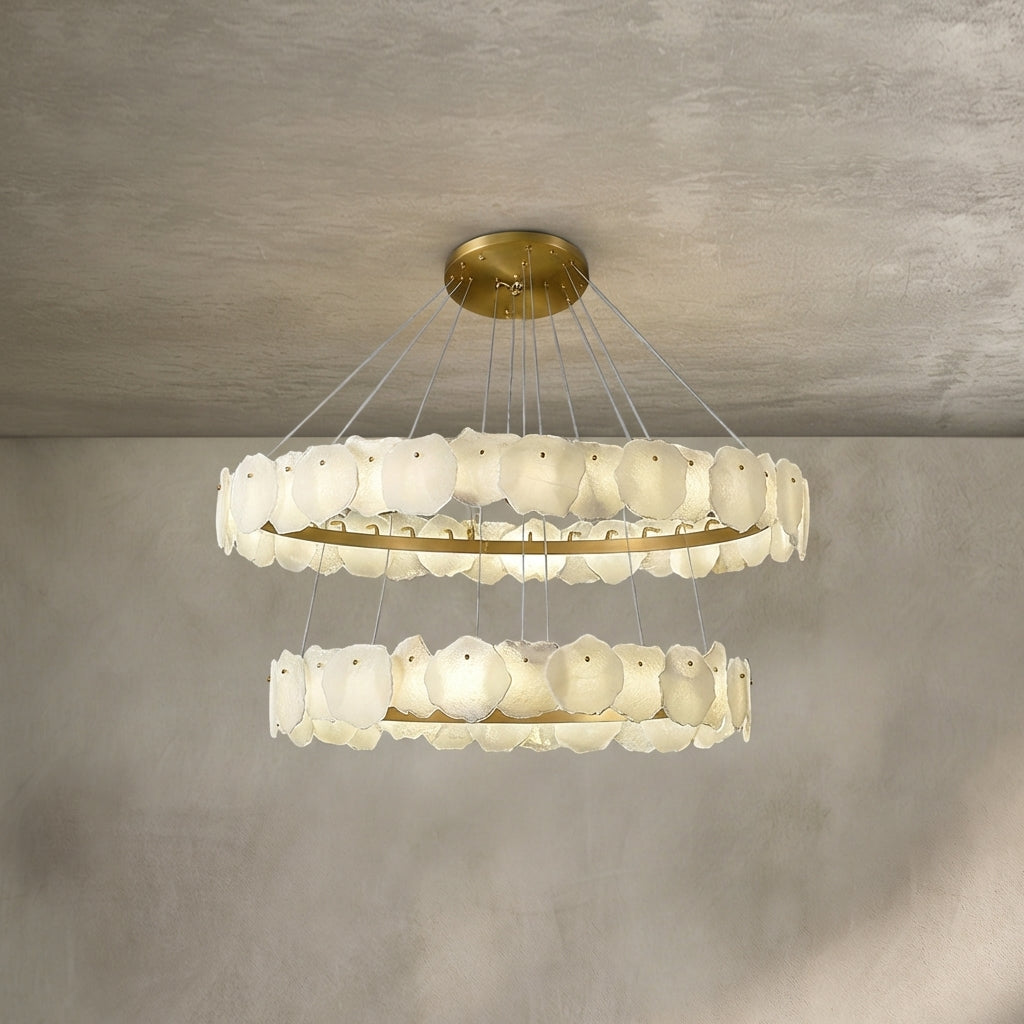 Aura Alabaster Multi-Tiered Round Chandelier