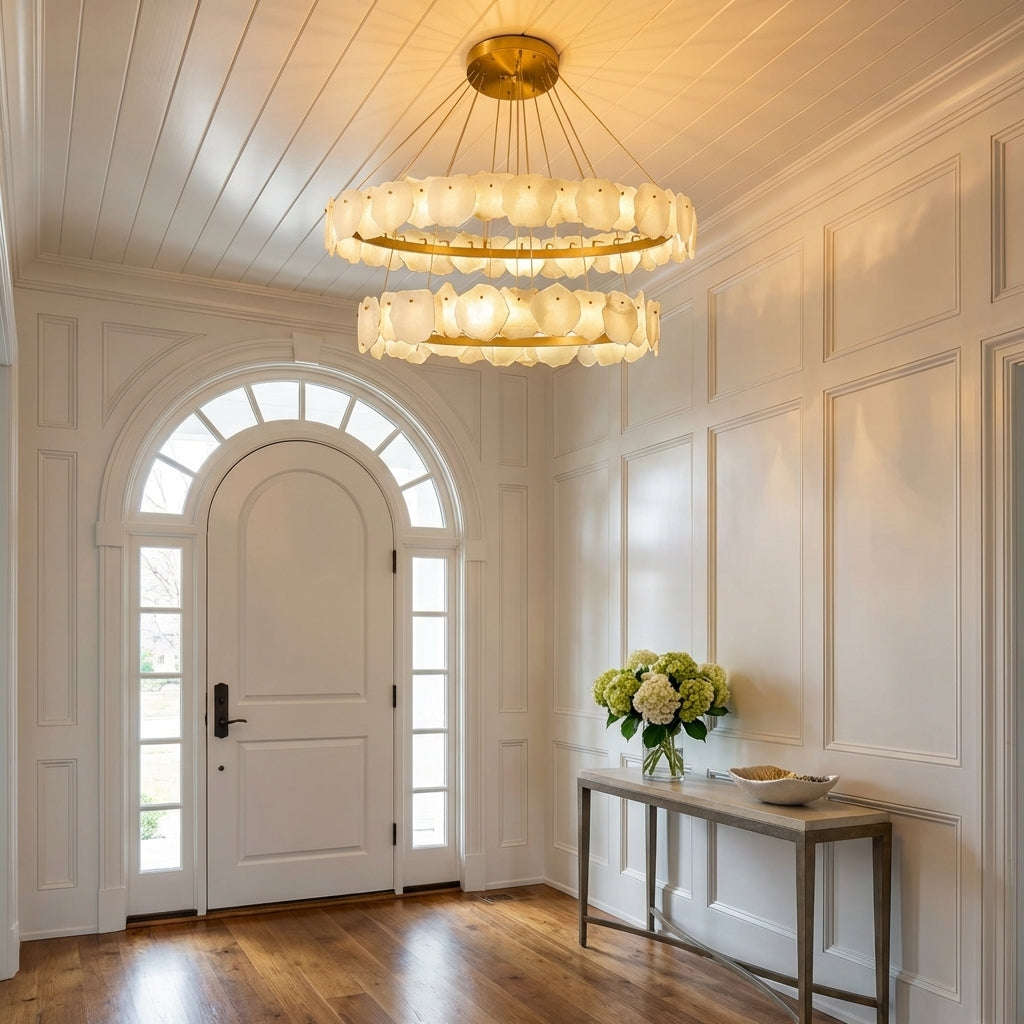 Aura Alabaster Multi-Tiered Round Chandelier