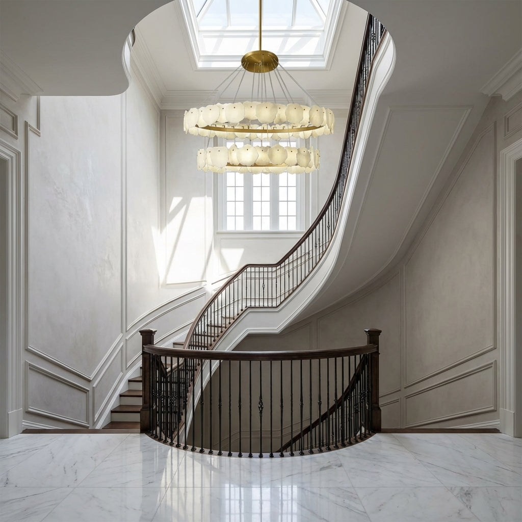 Aura Alabaster Multi-Tiered Round Chandelier