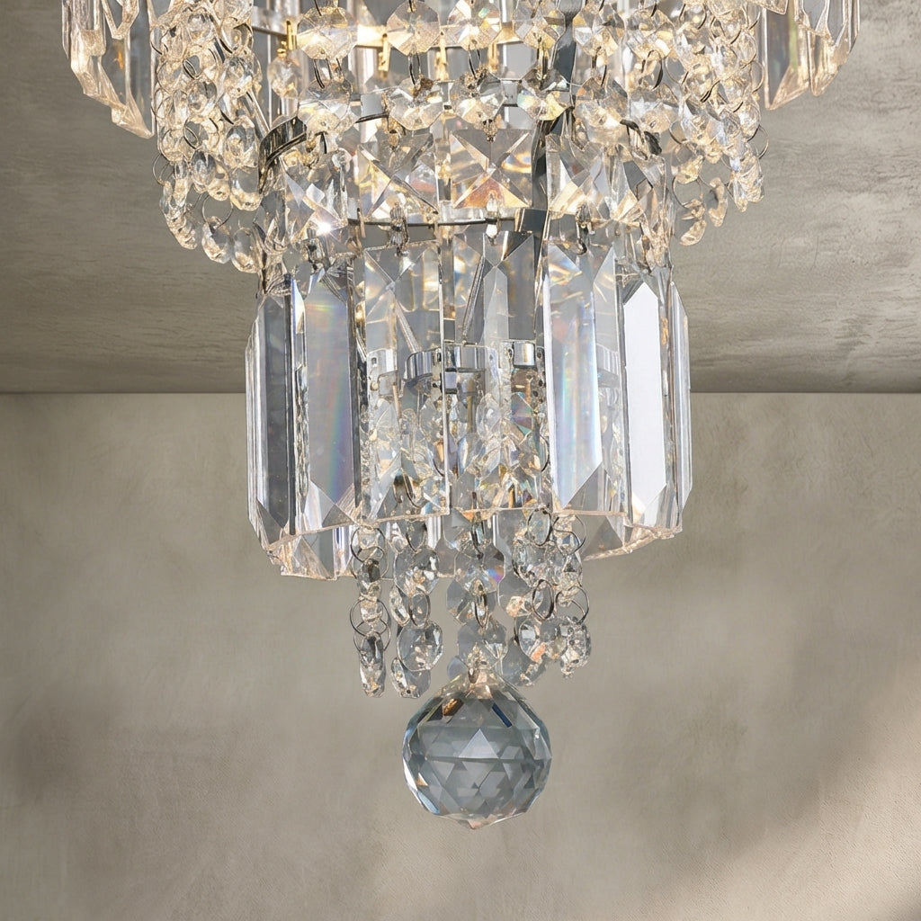 Chrome Extra Large Crystal Chandelier for Foyer Staircase Living Room Entrance Ceiling Light Fixture In Silver