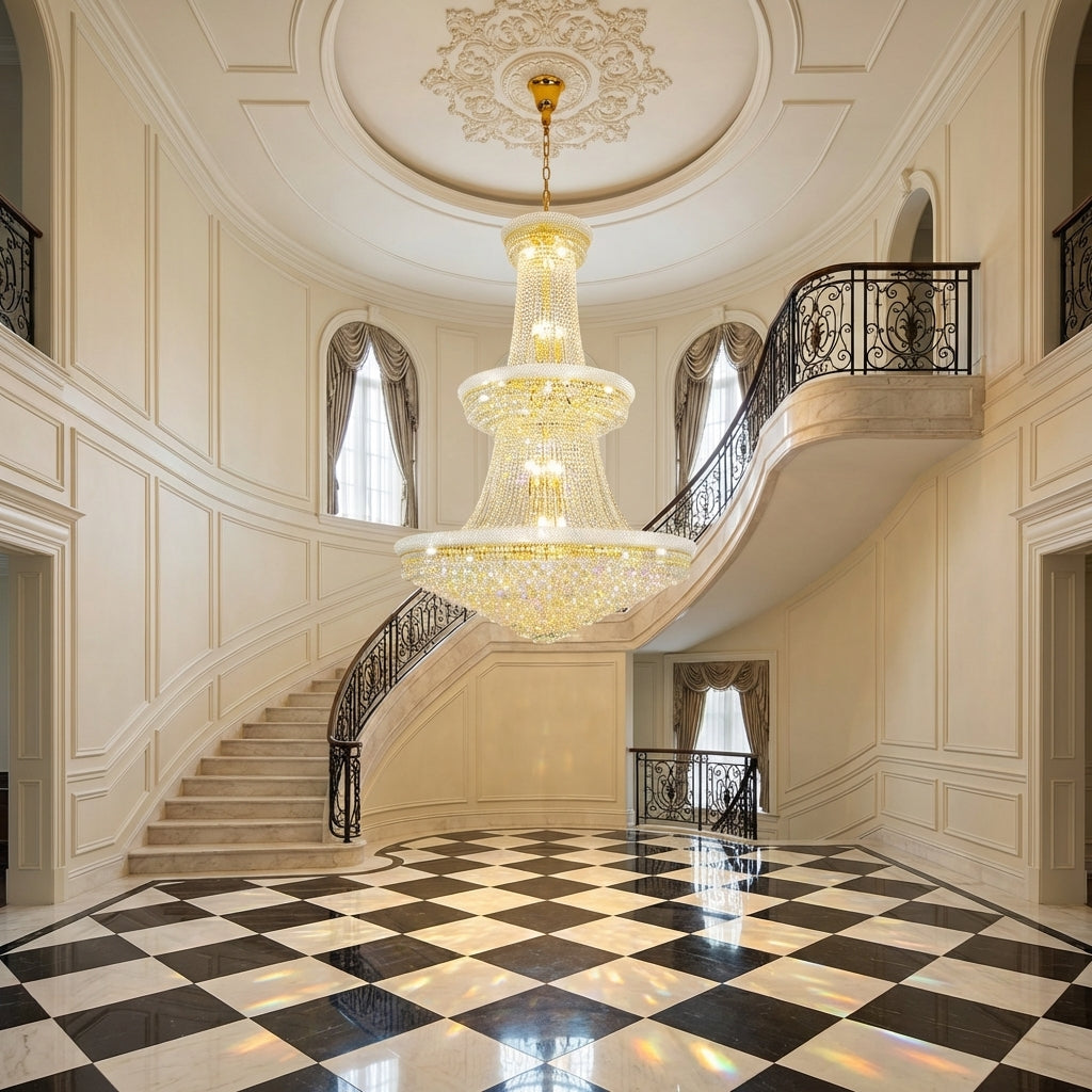Luxury Crystal Chandelier for Grand Villa Hall and Duplex Staircase Lighting