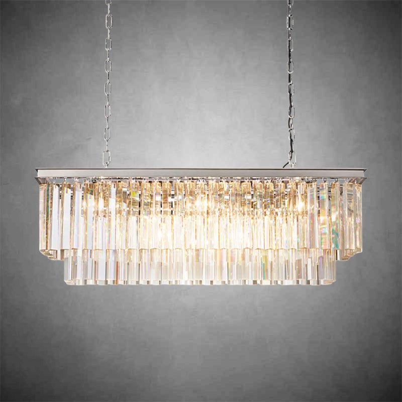 1920s Odaon Art Deco Rectangular Chandelier 40''49"59''72'' - GILDLAMPS