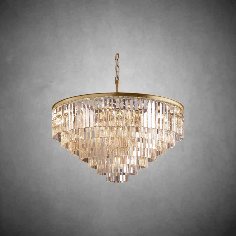 1920s Odaon Art Deco Round Chandelier 20"32''44'' - GILDLAMPS
