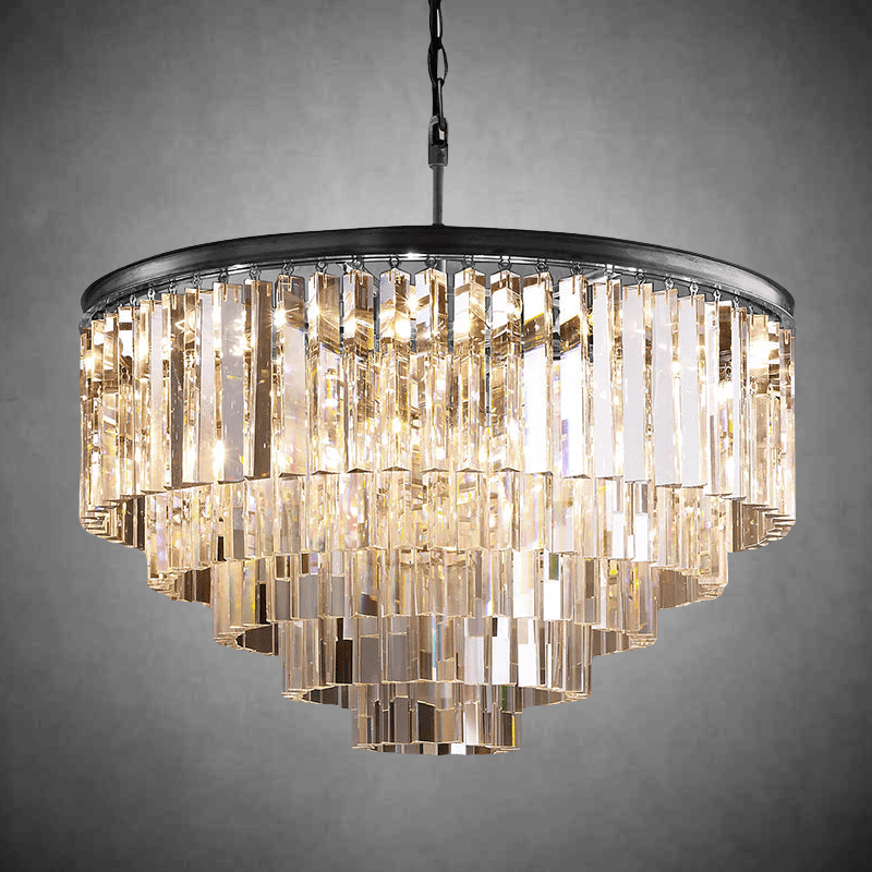 1920s Odaon Art Deco Round Chandelier 20"32''44'' - GILDLAMPS